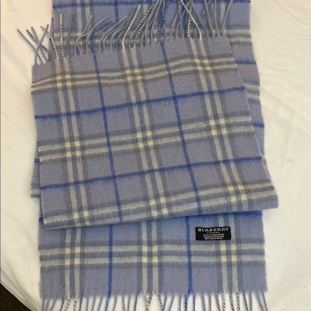 Burberry Blue and Gray Plaid Scarf